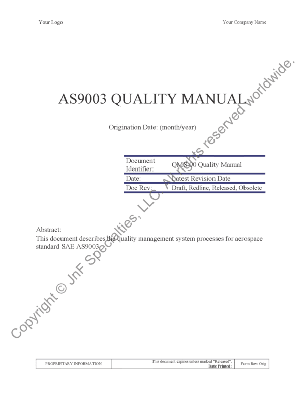 AS9003 Quality Manual