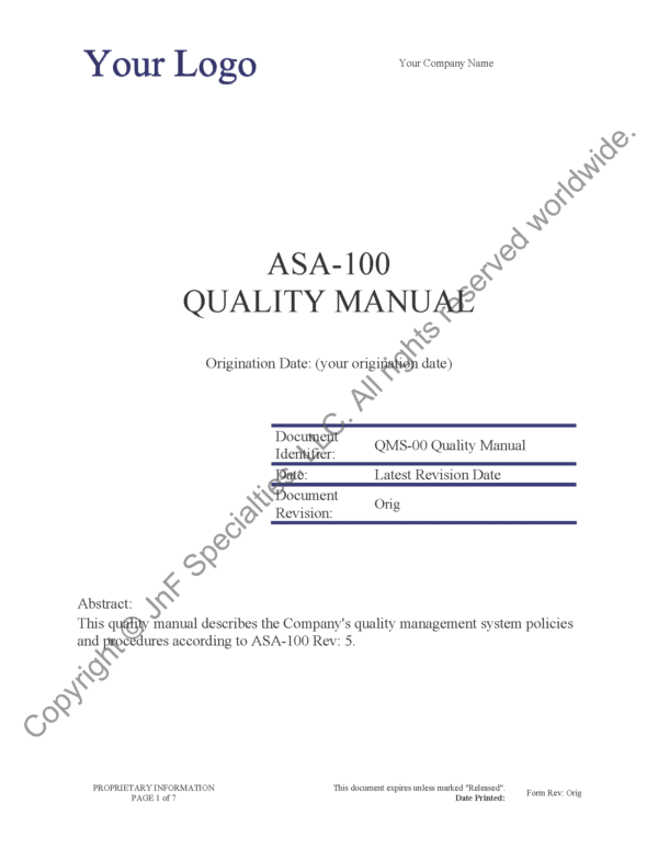 Aviation Distributor ASA-100 Quality Manual